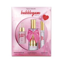   BUBBLEGUM Play Kit:- Warming massage oil 100 ml- Full body kissable massage gel 30ml- Oral Pleasure lip Gloss 13ml Szettek