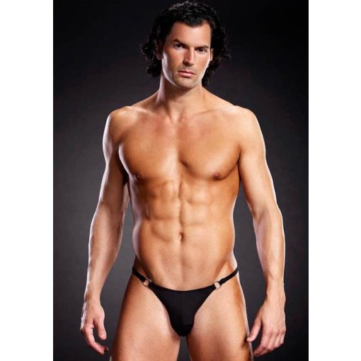 Microf. Thong w. Metal Rings Black S/M Férfi ruházat