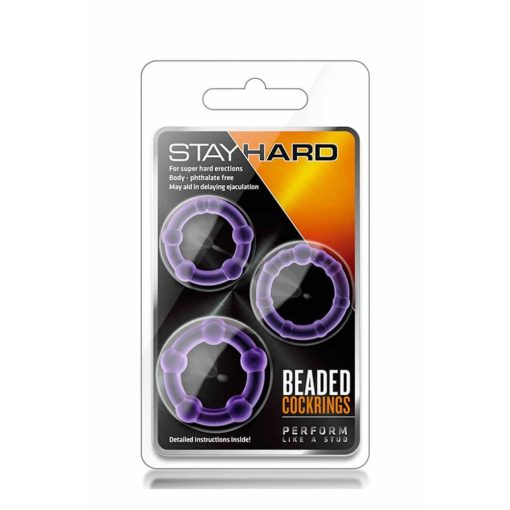 Stay Hard Beaded Cockrings Purple Péniszgyűrű/Mandzsetta