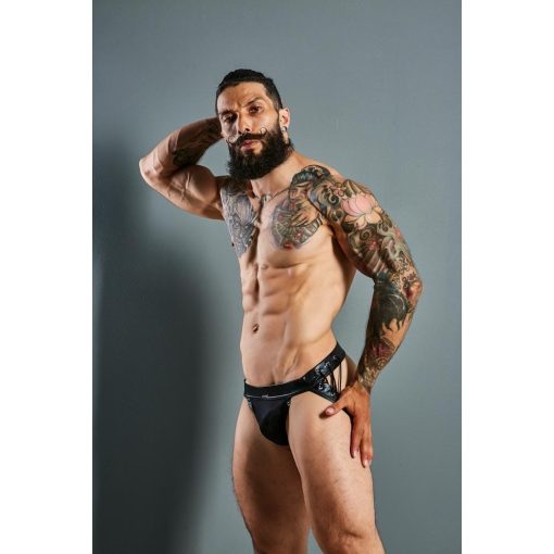 C4M-Desire Jockstrap-BlackLeatherette-M Férfi ruházat