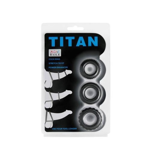 Titan 3 in 1 Silicone Rings Black Péniszgyűrű/Mandzsetta