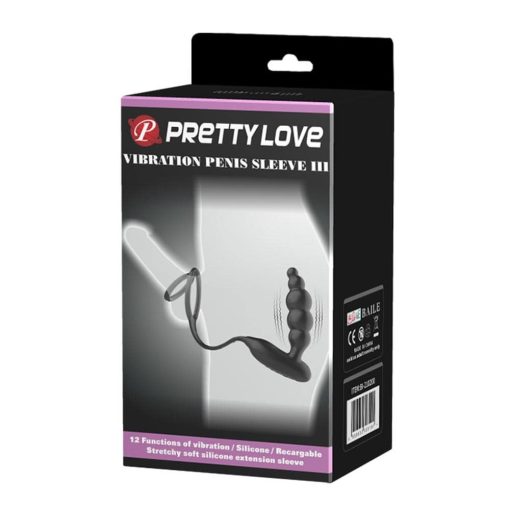 Pretty Love Vibration Penis Sleeve III Black Péniszgyűrű/Mandzsetta