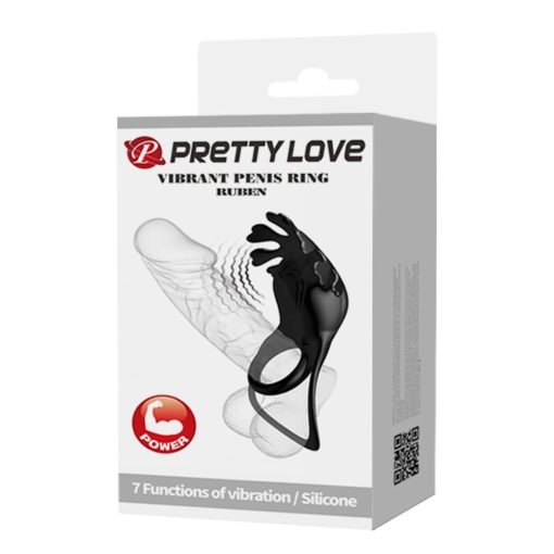 Pretty Love Vibrant Penis Ring Ruben Black Péniszgyűrű/Mandzsetta