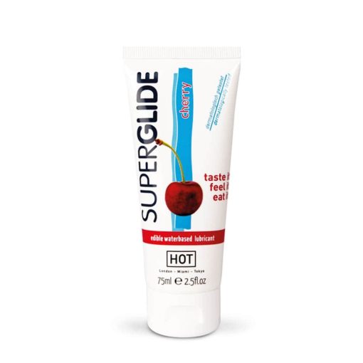 HOT Superglide edible lubricant waterbased - CHERRY 75 ml Vízbázisú Síkosító