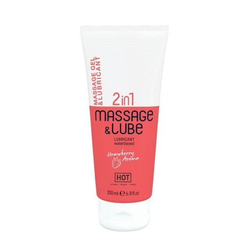 HOT Massage & Glide Gel 2in1 Strawberry 200 ml Masszázsgyertya/olaj