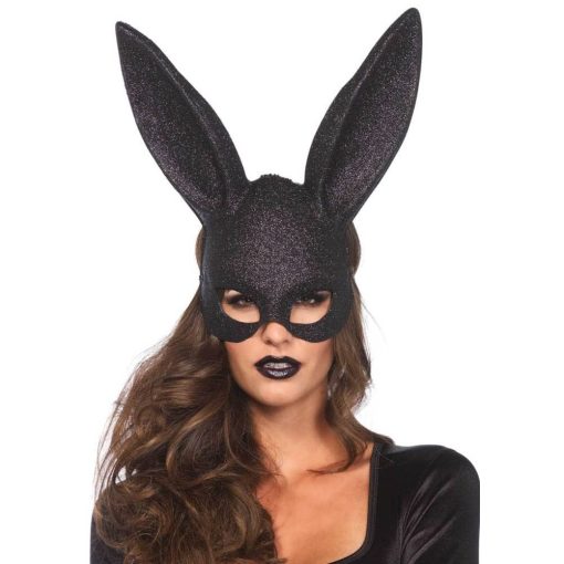 Glitter Masquerade Rabbit Mask Black Masz/Szemkötő/Fejfedő