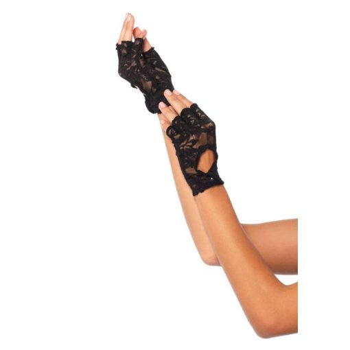 Lace Keyhole Gloves, black, O/S Erotikus Kiegészítő