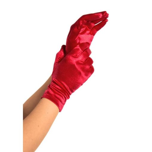 Wrist Length Satin Gloves, red, O/S Erotikus Kiegészítő