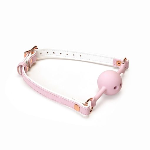 White & Pink Fairy Goat Leather Ball Gag Szájpöcök