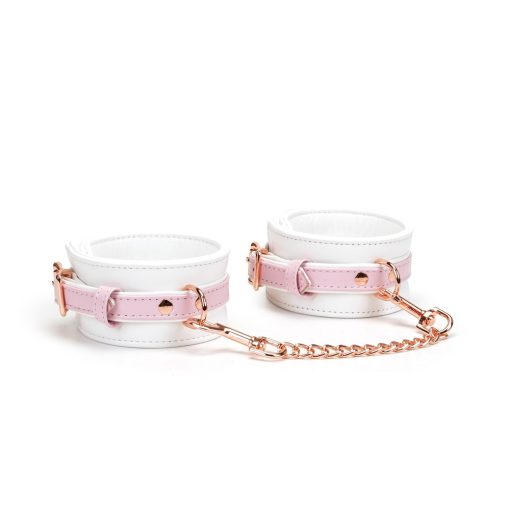 White & Pink Fairy Goat Leather Hand Cuffs Bilincs/Kötöző