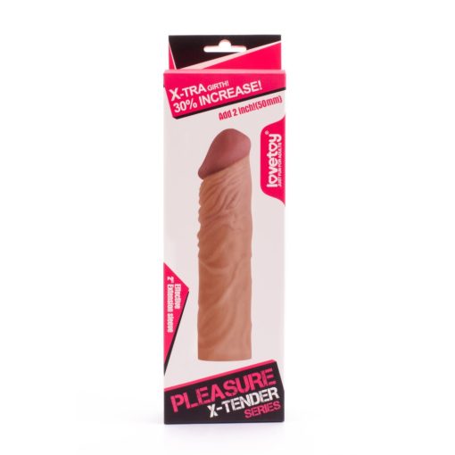 Pleasure X-Tender Penis Sleeve Brown 3 Péniszköpeny/Hosszabbító