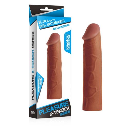 Pleasure X-Tender Penis Sleeve Brown 1 Péniszköpeny/Hosszabbító