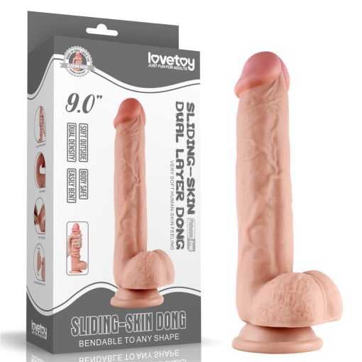 9.0'' Sliding Skin Dual Layer Dong Flesh Dildó