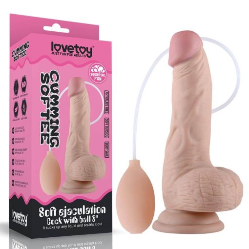 8" Soft Ejaculation Cock With Ball Flesh Dildó