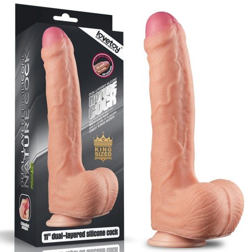 11" Dual Layer Platinum Silicone Cock Dildó