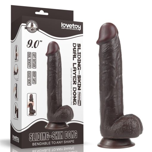 9'' Sliding Skin Dual Layer Dong Brown Dildó