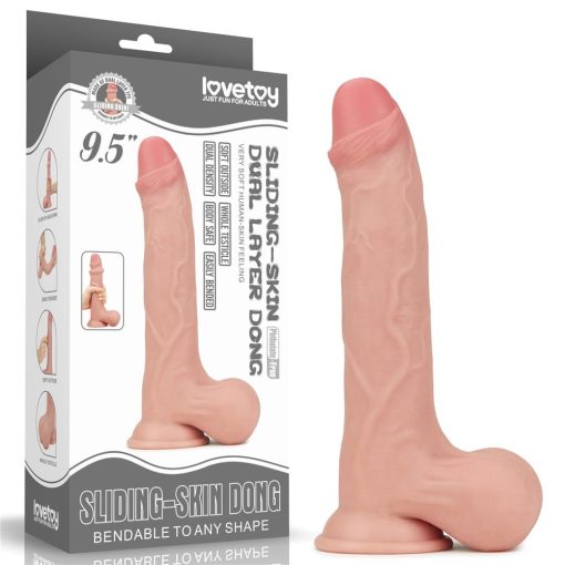 9.5'' Sliding Skin Dual Layer Dong - Whole Testicle Dildó