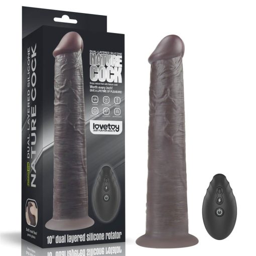 10'' Dual Layered Silicone Rotator Brown Realisztikus vibrátor