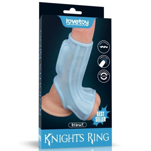 Vibrating Ridge Knights Ring with Scrotum Sleeve Péniszgyűrű/Mandzsetta