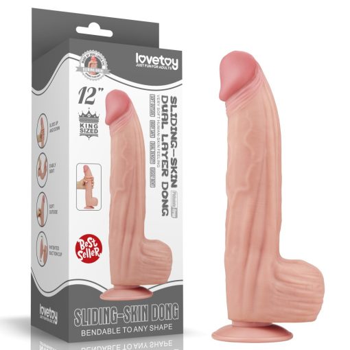 12'' King Sized Sliding Skin Dual Layer Dong Dildó