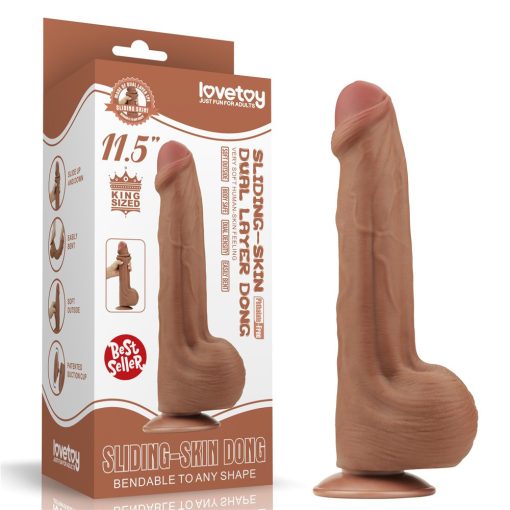 11.5'' King Sized Sliding Skin Dual Layer Dong Brown Dildó