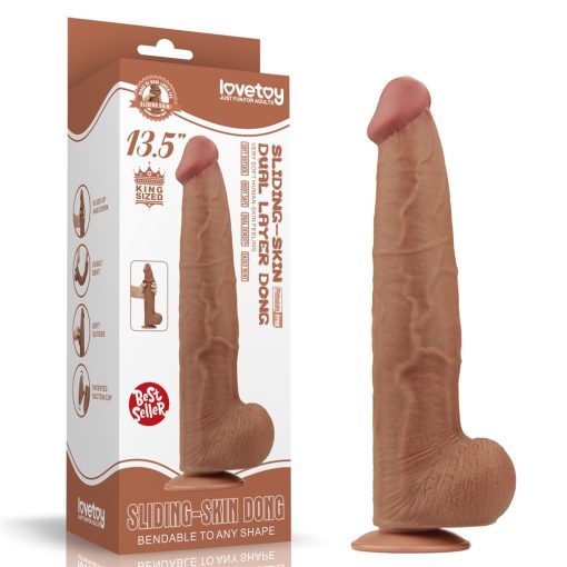 13.5'' King Sized Sliding Skin Dual Layer Dong Brown Dildó