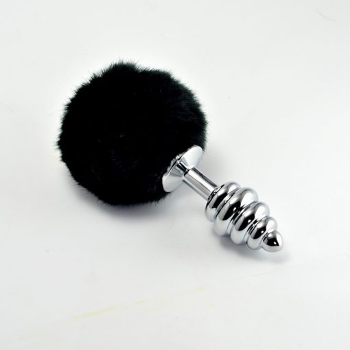 Spiral Pompon Metal Plug Black Fenékdugó