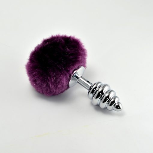 Spiral Pompon Metal Plug Purple Fenékdugó