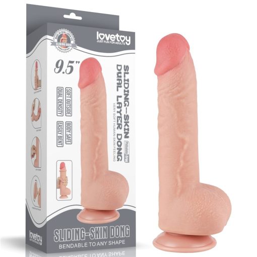 9.5'' Sliding Skin Dual Layer Dong Flesh Dildó