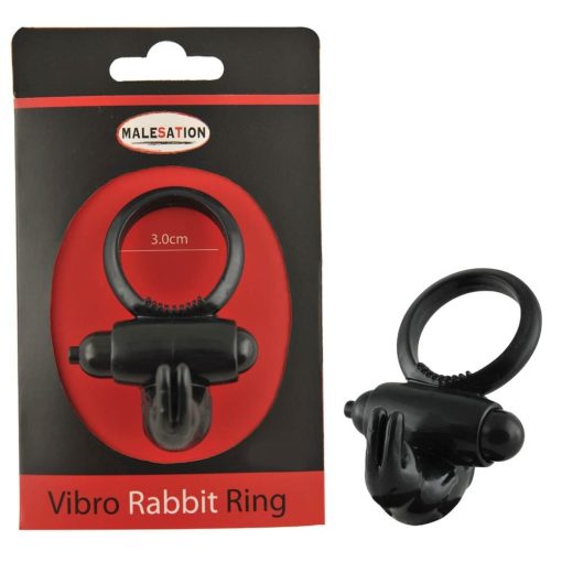 Malesation Vibro Rabbit Ring Black Péniszgyűrű/Mandzsetta