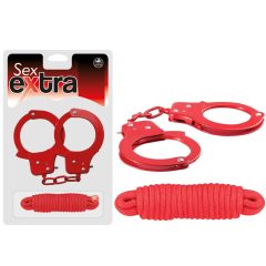 SEX EXTRA - METAL CUFFS & LOVE ROPE RED Bilincs/Kötöző