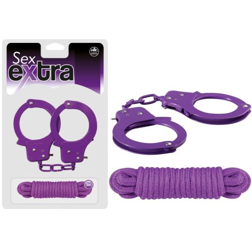 SEX EXTRA - METAL CUFFS & LOVE ROPE PURPLE Bilincs/Kötöző