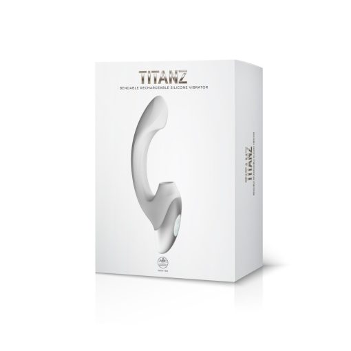 TITANZ 8" SILICONE RECHARGEABLE VIBRATOR IN IVORY WHITE