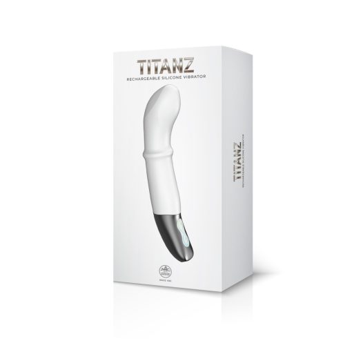 TITANZ 7" SILICONE RECHARGEABLE VIBRATOR IN IVORY WHITE