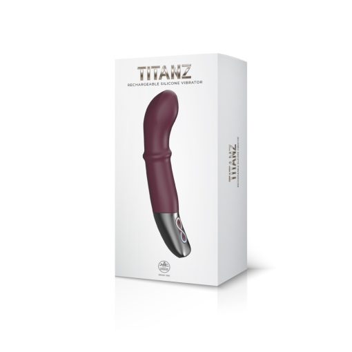 TITANZ 7" SILICONE RECHARGEABLE VIBRATOR IN RUBINE RED