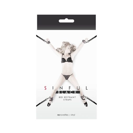 Sinful Black Bed Restraint Straps Bilincs/Kötöző