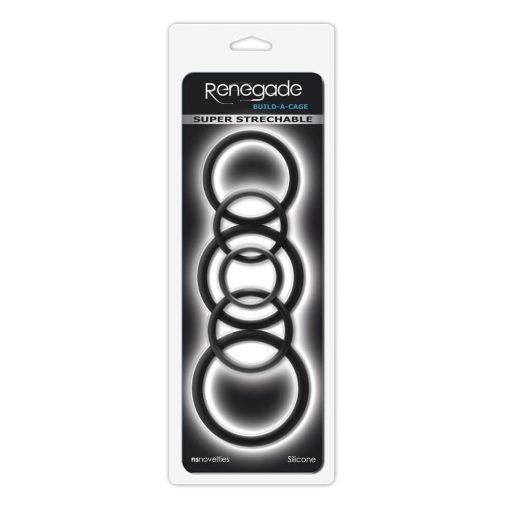 Renegade - Build-A-Cage Rings - Black Péniszgyűrű/Mandzsetta