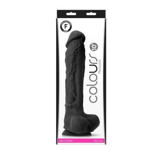 Colours - Pleasures - 10" Dildo - Black Dildó