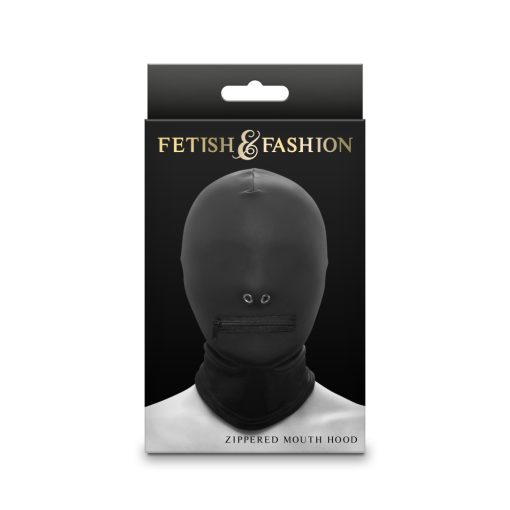 Fetish & Fashion - Zippered Mouth Hood - Black - Alternate Package Masz/Szemkötő/Fejfedő