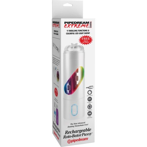 Rechargeable Roto-Bator Pussy  White/Clear/Multi