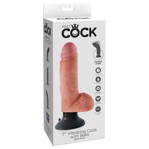 7" Vibrating Cock with Balls  Light