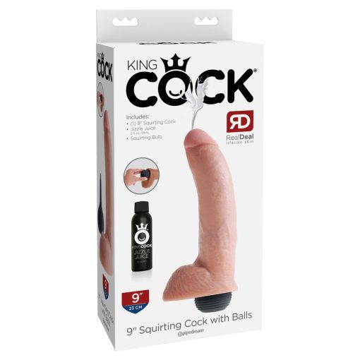 9" Squirting Cock with Balls Light