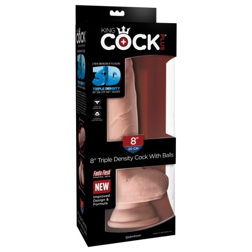 8" Triple Density Fat Cock with Balls Light