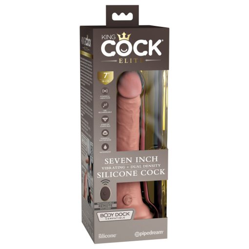 7" Dual Density Vibrating Silicone Cock with Remote  Light