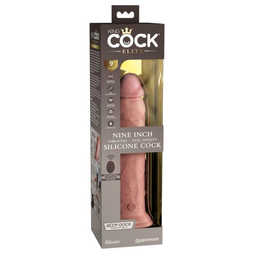 9" Dual Density Vibrating Silicone Cock with Remote  Light