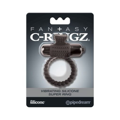 Vibrating Silicone Super Ring  Black