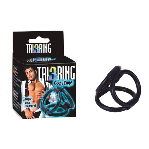 Tri Ring Cock Cage Black Péniszgyűrű/Mandzsetta