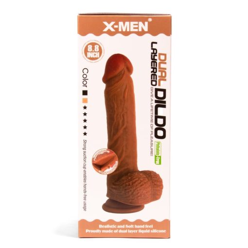 X-MEN 8.8 inch Dual Layered Dildo Brown Dildó