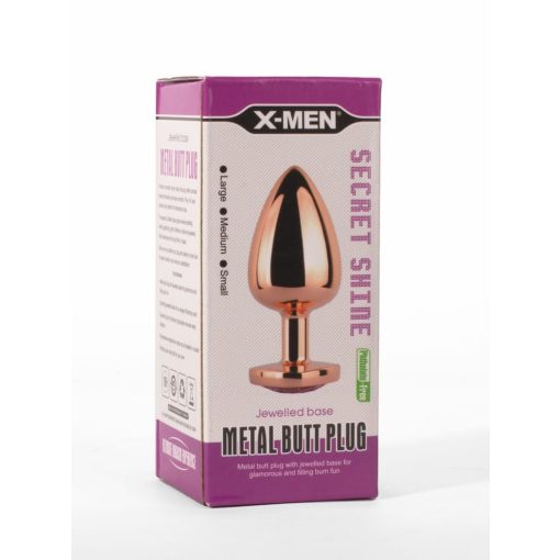 X-MEN Secret Shine Metal Butt Plug Rose Gold Heart L Fenékdugó