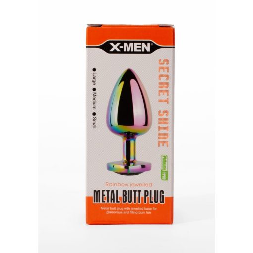 X-MEN Secret Shine Metal Butt Plug Rainbowheart L Fenékdugó